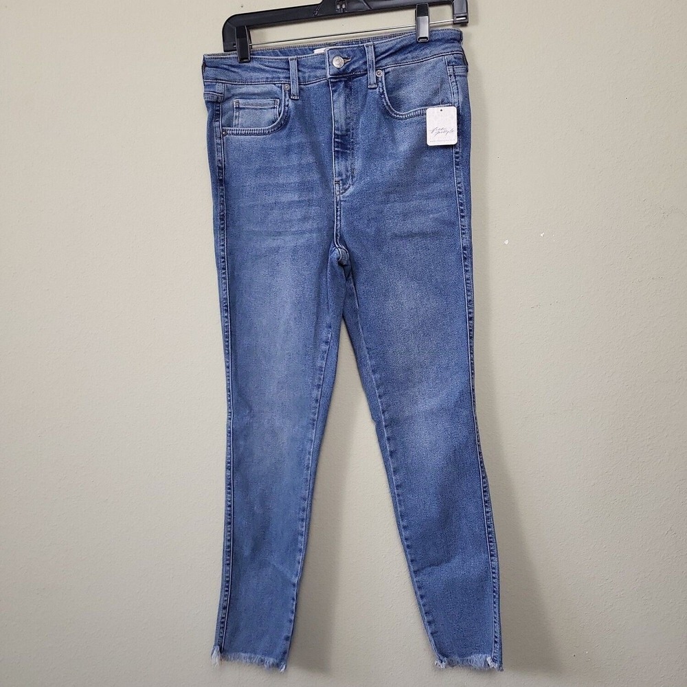 We The Free Womens Blue Raw High Rise‎ Skinny Jeggings Jeans Size 30